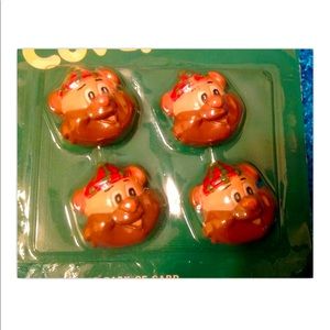 Regent Products Set of 4 Holiday Button Covers Christmas Bears Vintage